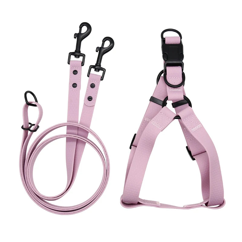 Custom Honeycomb Texture Soft Comfortable PET PVC Coated Dog Harness Breakaway Lights Rope Leash Set