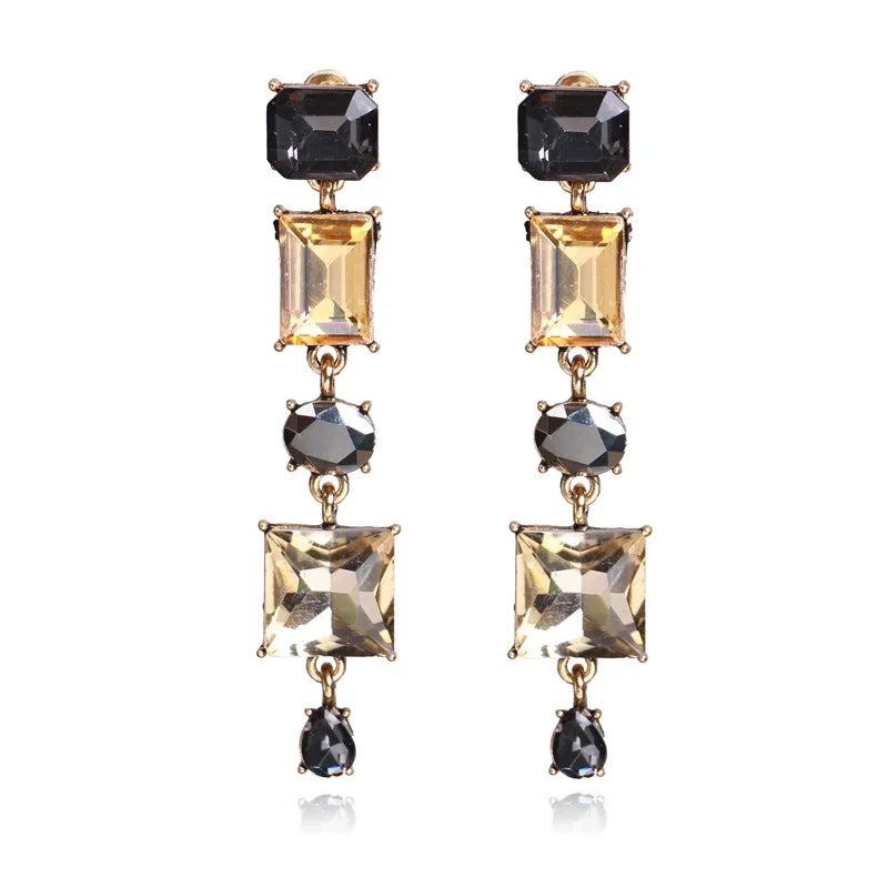 Hot Sale Oval Exaggerated Fashion Statement Diamond Rhinestone Handmade Fine Jewelry Earrings Women