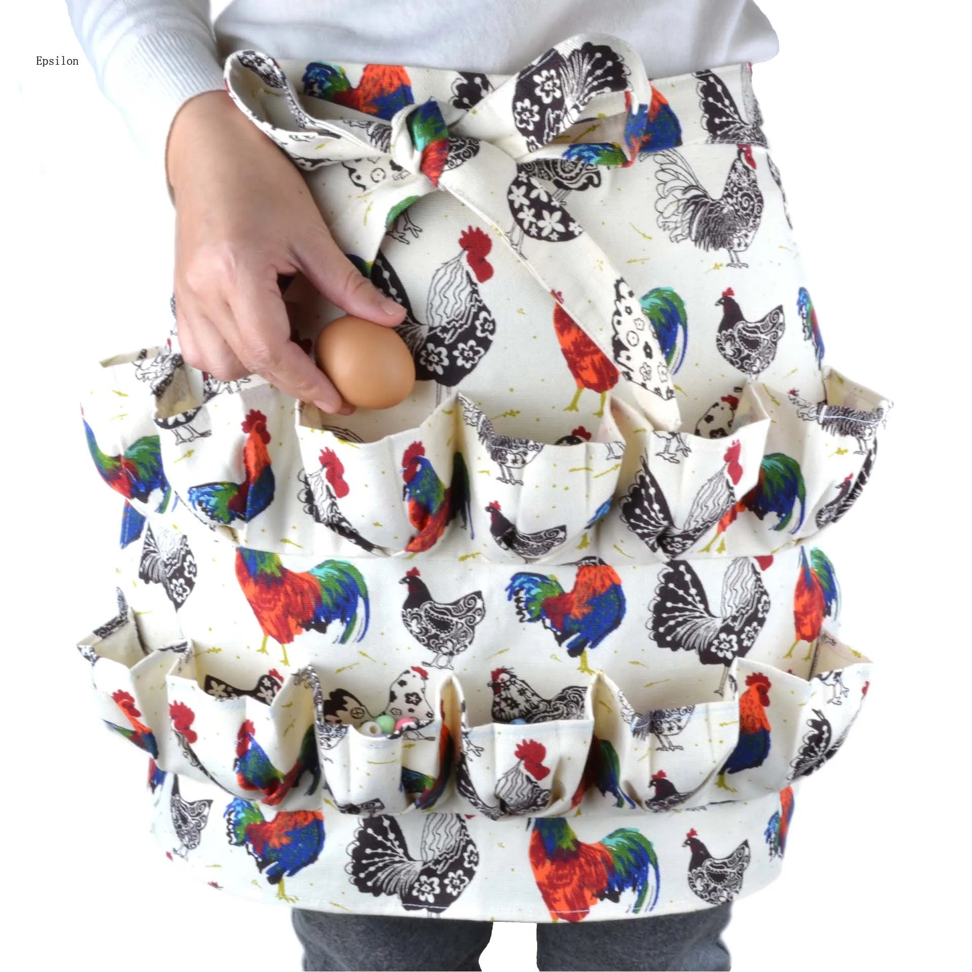 Epsilon small flower printed cotton half apron Collect eggs  apron with pockets