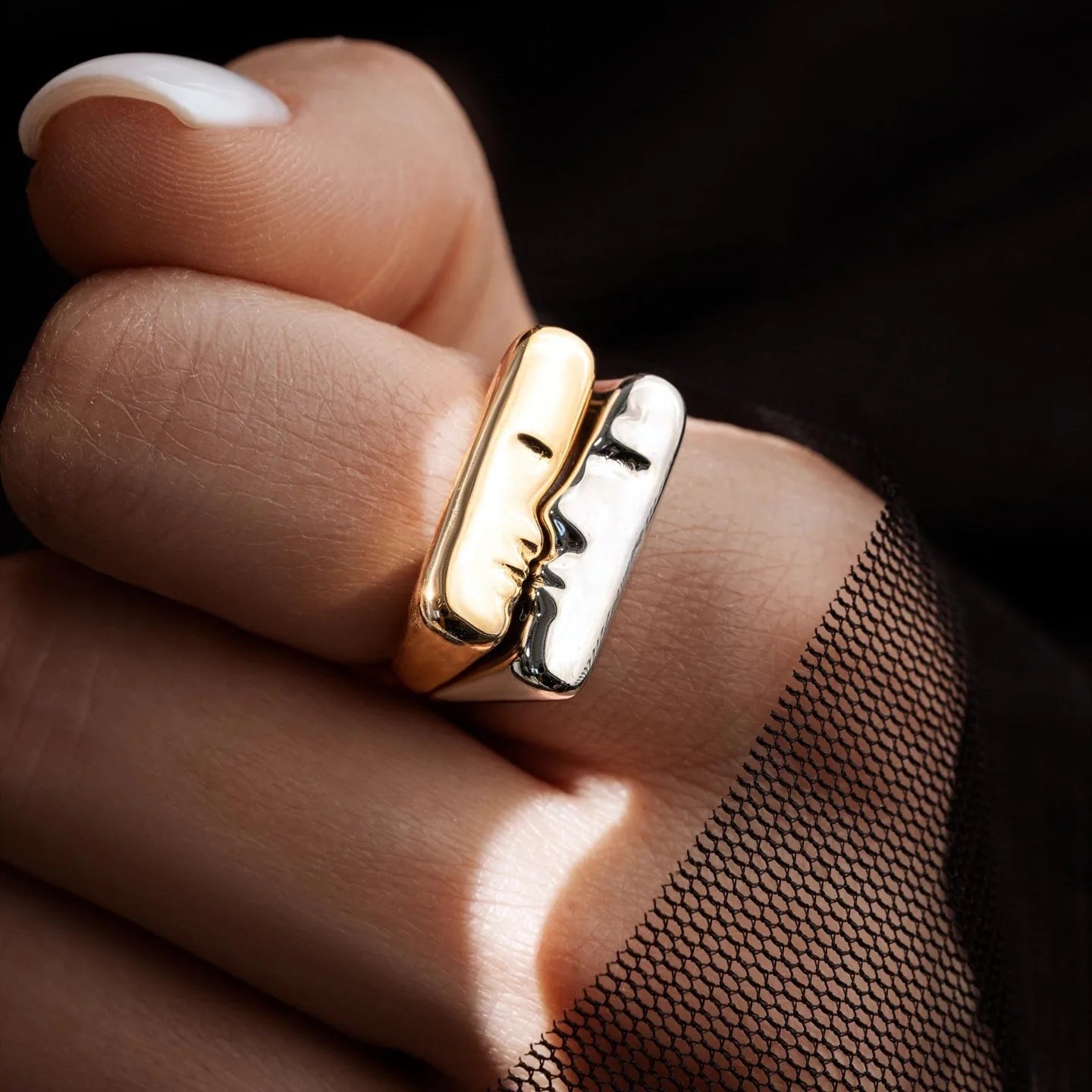 Wholesale Creative Facial Micro Expression Opening Adjustable Ring for Both Men and Women Personalized Couple Ring Jewelry