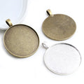 35mm Inner Size Antique Bronze Silver Colors Plated Clasp Style Cabochon Base Setting Charms Pendant Blank Trays