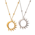 J&D Classic 18K Gold Stainless Steel Polished Hollow Star and Moon Pendant with Beads Chain Necklace