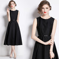 Long Skirt Women's New Summer Long Skirt Vintage Round Neck Sleeveless Casual Dress Wholesale Clothing