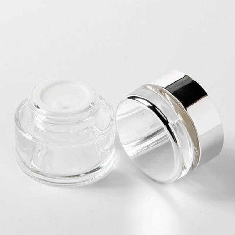 Clear 20/30/50g Airtight Glass Jar Storage for Face Cream Skin Care Toothpaste Eco-Friendly Gold Cap for Cosmetics