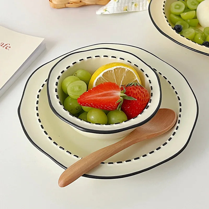 Ins Comic Style Ceramic Tableware Irregular Deep Dish Salad Pasta Plate