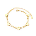 Fashion 14K Gold Plated Minimalist Double Layer Chain Link Bracelet Stainless Steel Jewelry Heart Bracelets for Women