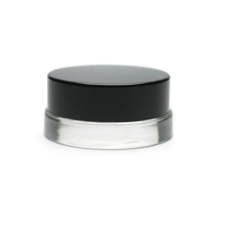 7ml Low Profile Glass Jar with Black Lid Clear Round Lip Balm Container Thick Tiny Sample Jar for Cosmetics Wax