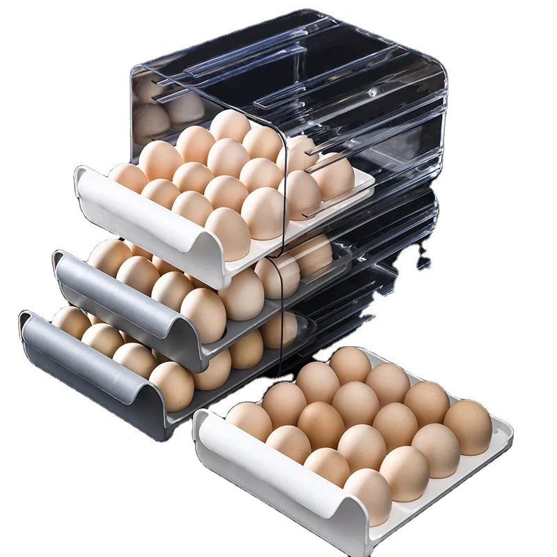 Home Kitchen PET Egg Storage Box Refrigerator Modern 32 Grid Drawer Type Egg Storage Boxs & Bins Egg Storage Plastic
