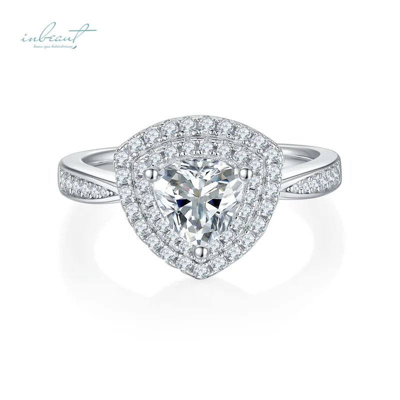 Classic Silver 925 Original Brilliant Cut 1 Carat Diamond Test Past D Color Triangle Shape Moissanite Wedding Ring  Fine Jewelry