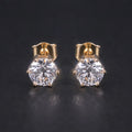 S03A Abiding Customized 6 Prongs Yellow Gold Earrings Round 5mm Cvd Hpht Lab Grown Diamond 10K 14K 18K Gold Studs Earrings