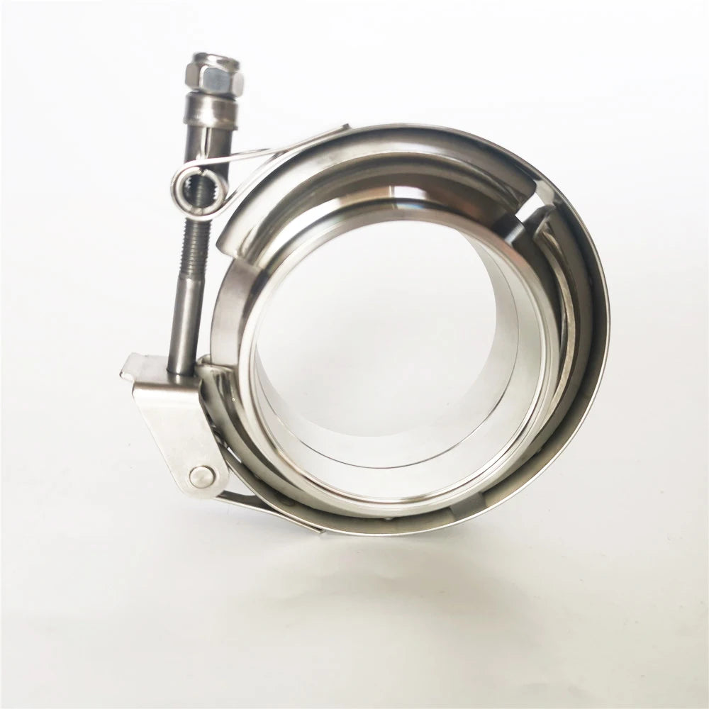 Auto Exhaust Pipe Clamp Universal Stainless Steel V-Band Clamp Kit Assembly Turbocharged V-Belt Clip (3 Inch Silver)