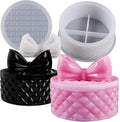 Art Crafts Diamond Storage Box Resin Mold with 1 Lid Bow Silicone Molds Epoxy Resin Round Shaped for Jewelry Ornaments Container
