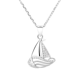 Yaeno Ocean Jewelry Pure Silver 925 Sailing Boat Design Pendant Necklace for Women