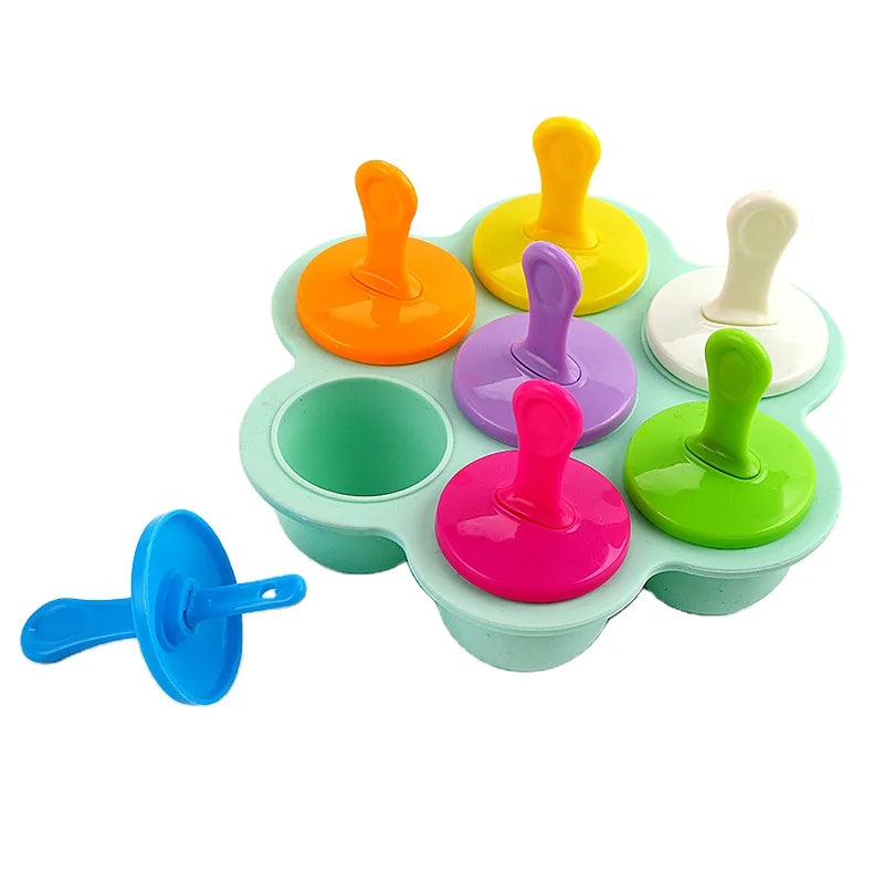 Multi-Color Silicone Ice Cream Tools Round DIY Popsicle Mold and Ice Cube Tray with Custom Logo Kitchen Gadget for Food Use