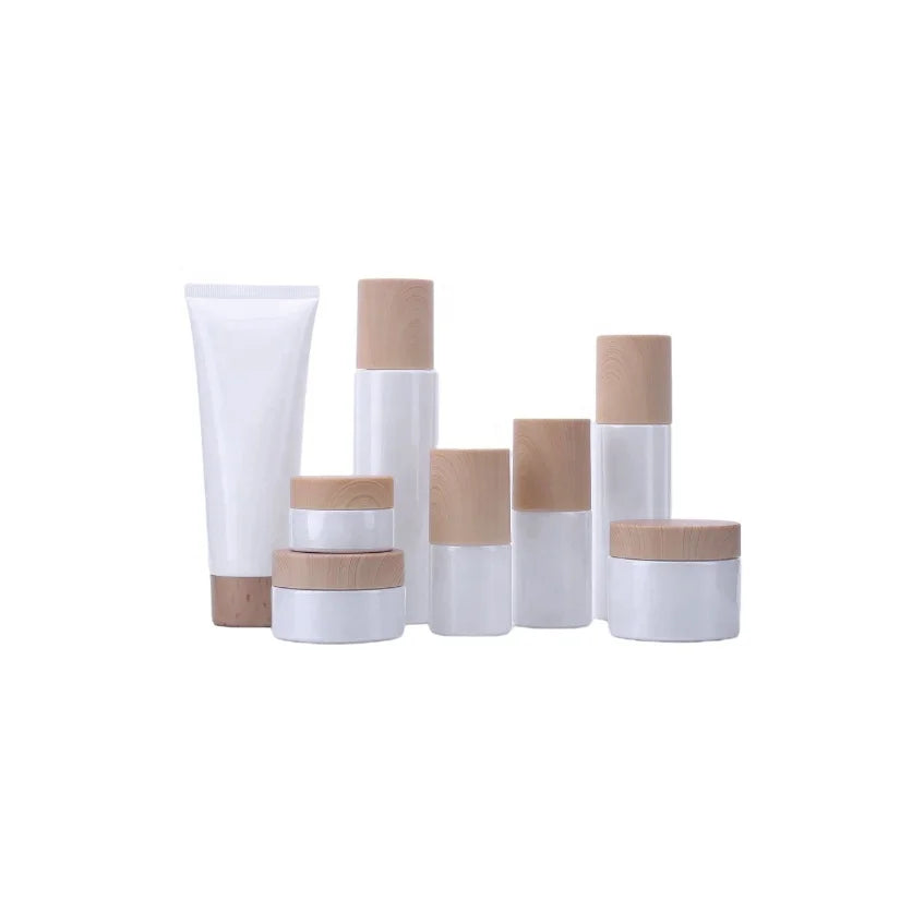 New Skin Care Packaging Pearl White Cosmetic Glass Bottle and Jar Spray Pump Bottle for Lotion Serum Cream Full Set
