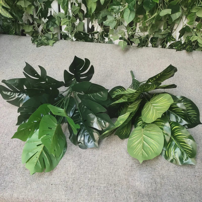 Artificial Green Plant  Leaves for Home Hotel Wall Plant Decor  Material