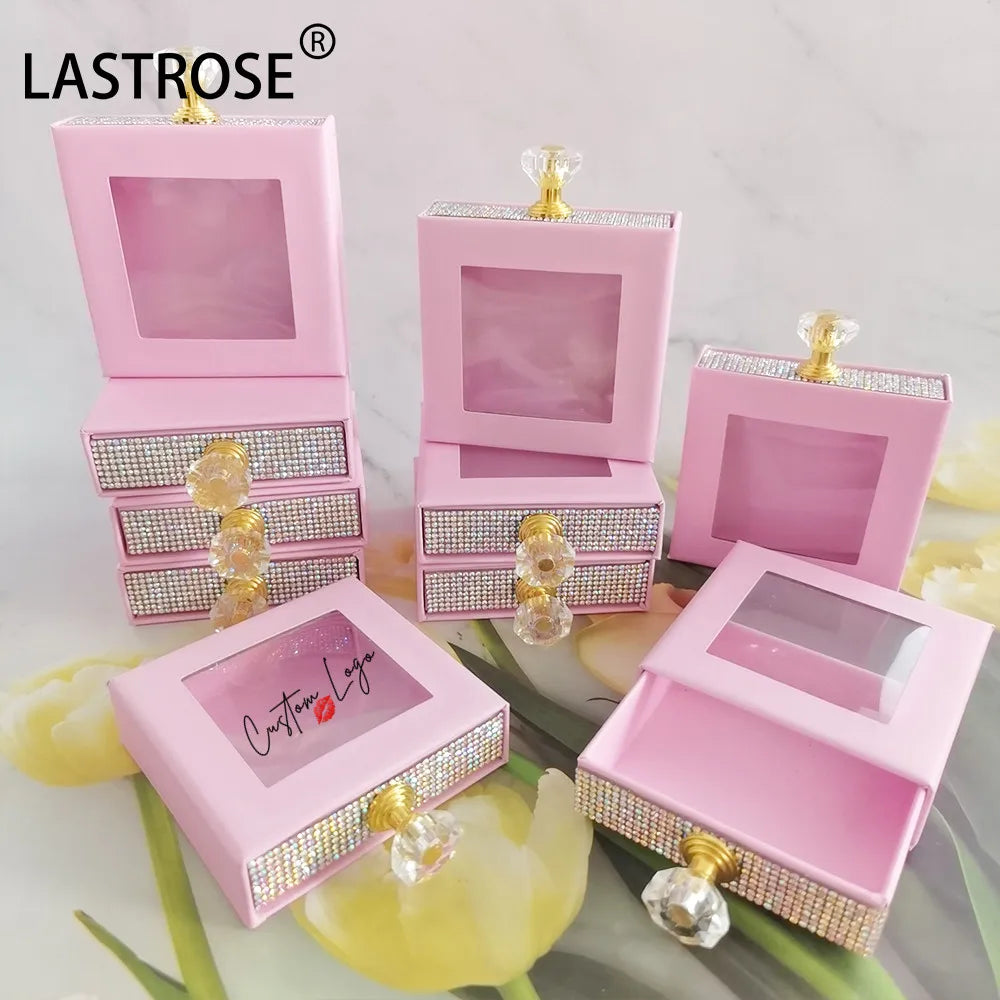 OEM Lash Box with Rhinestone Wholesale Eyelash Packaging Box OEM Eyelash Packaging with logo