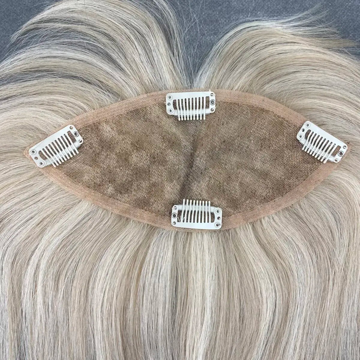 100% European Human Hair Topper Blonde Clip in Hair Pieces Jewish Kosher Topper Lace Topper for Women