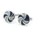 Wholesale Blue Whirlwind Crystal Elegant Cufflinks Custom Mens Suit Shirt Fashion Accessory Wedding Tuxedo Trendy Jewelry Gift