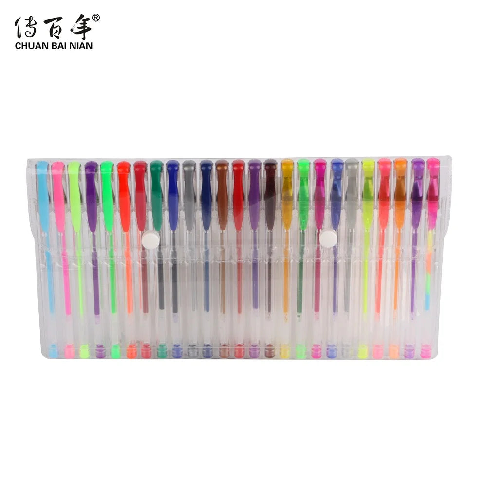 Hot Sales 25 Pack Rainbow Metallic Neons Pastel Glitter Gel Ink Pen Set Plastic Material for Adult Coloring Books