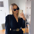 UNOC Luxury Vintage Square Small Rectangle PC Frame UV400 Sunglasses for Women CE Certified White/Blue/Purple Colors