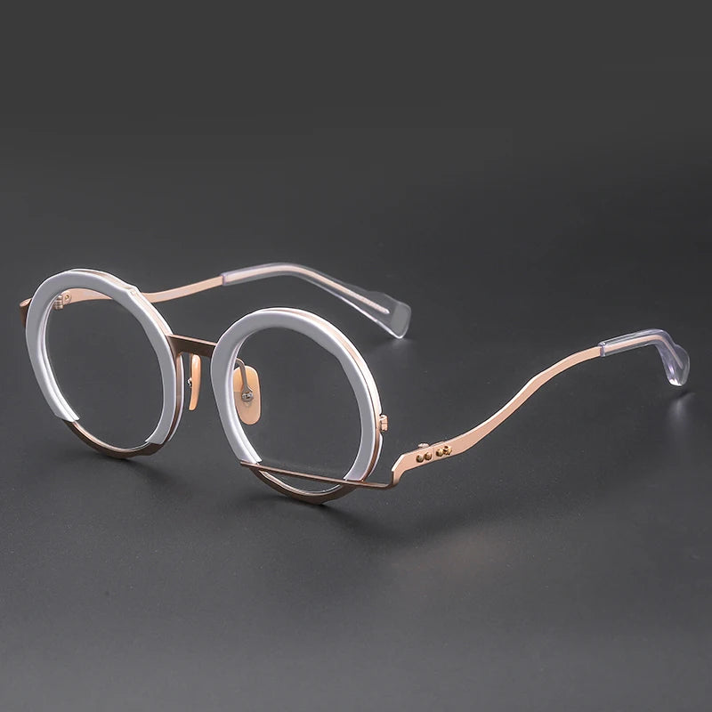 0034 High-Quality Blue-Ray Glasses Shenzhen Custom Plate Round-Framed Platinum Metal Fashion Glasses Frame