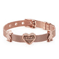 Trendy Stainless Steel Rose Gold Plated Slider Daughter Mom Charms Mesh Bracelet Jewelry for Women