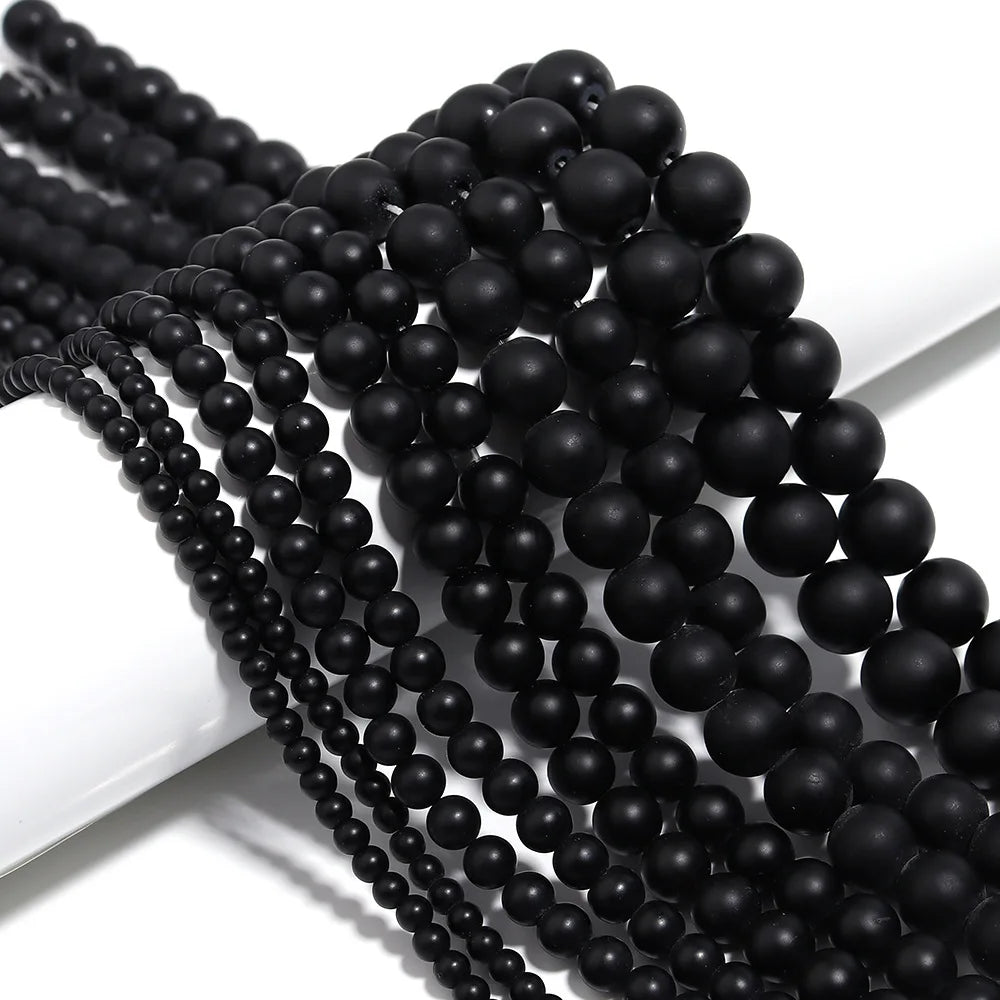 Hot Sale 8mm Gemstones Strands Natural Stone Onyx Bead Matte Black Onyx Beads Stone Jewelry Making