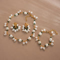 Green Crystal Grape String Thread Bead Necklace Earrings Bracelet Set