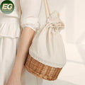 T125 Rattan Handbag Girls Woven Travel Custom Summer Women Fashion Boho Beach Basket Straw Bucket Bag MegaBDM