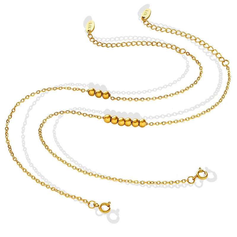Wholesale Fashion Transit Stainless Steel Plated 18K Gold Bead Anklet