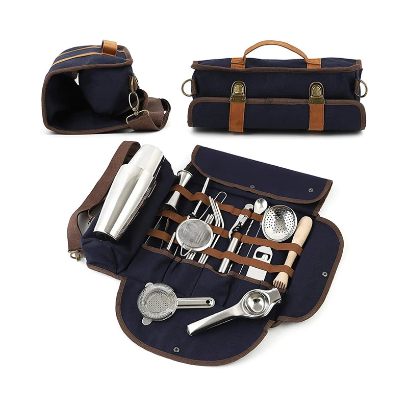 Mobile Barware Tool Kitbag Portable Bar Bag With Shoulder Bag Durable Barware Tools Organizer Bag