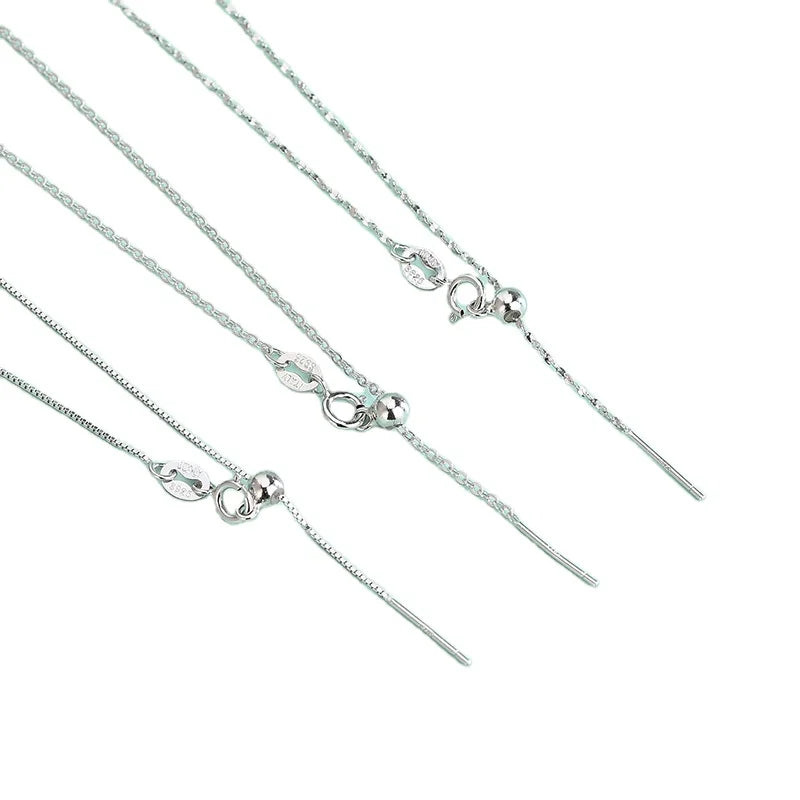 Diy Sliding Bead Length Adjustable Fine Quality 925 Italian Silver Chain  Necklace in Silver Jewelry