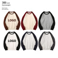 Custom Logo Raglan Crew Neck Long Sleeve Sweatshirt 300 GSM Heavyweight Knitted Cotton-Polyester Blend Regular Fit Anti-Shrink