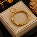 18k Gold Plated Stainless Steel Circle Metal Adjustable Waterproof Tarnish Free Stainless Steel Non Tarnish Bracelets