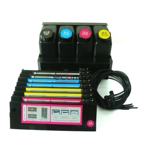 ( 4 Tanks+4 Cartridges ) UV CISS Bulk Ink System for Roland RS640 740 Mutoh VJ1604 Mimaki JV33 Eco-solvent Printer