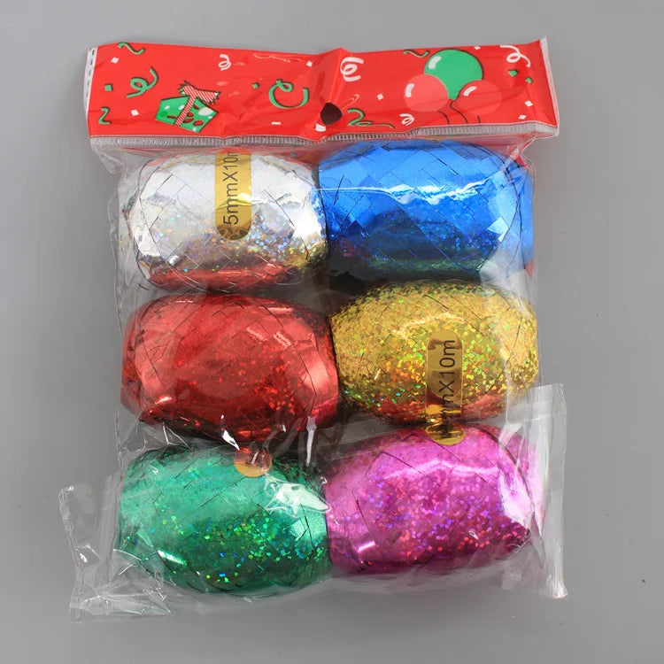 Wholesale 10 Meters Glitter Gift Packaging PP Curling Egg Roll  Ribbon  for Balloon Packing Decoration Accessories