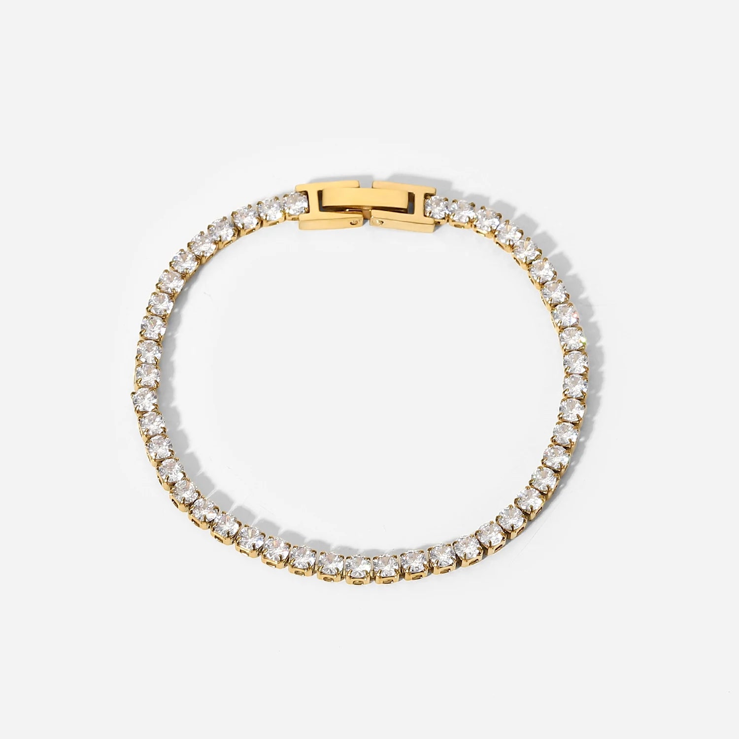 Luxury Jewelry Stainless Steel Snap Bracelet 14K Gold Plated Full Zircon Bracelet for Female