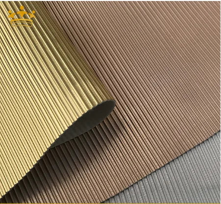 Embossing Stripe Holographic Faux PU Leather for Upper Shoes Making