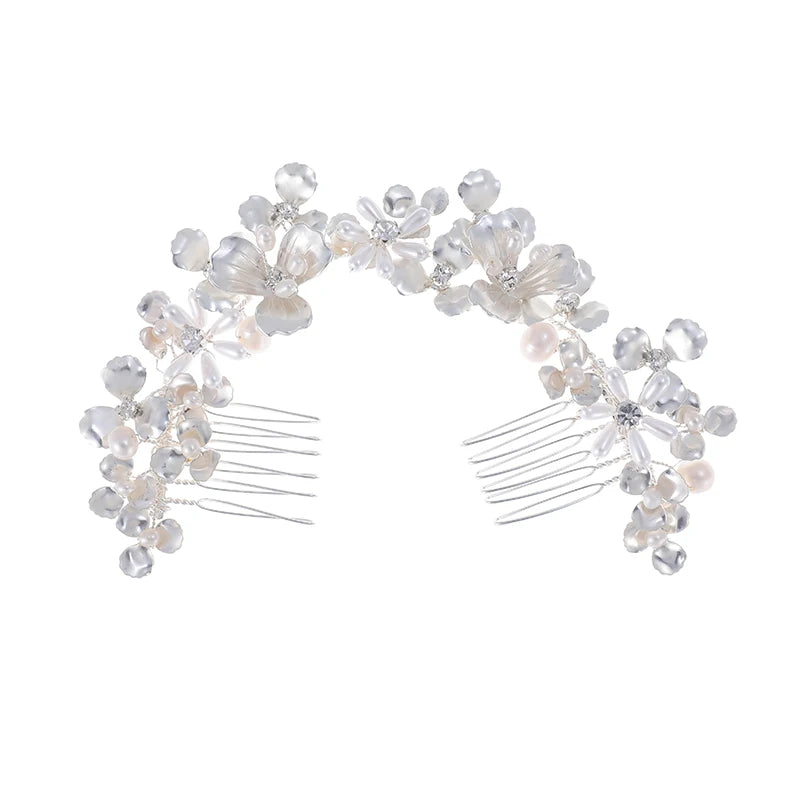 Promotion Metal Leaf Flower 2Combs Wedding Hair Accessories Girl Headdress Pearl Crystal Flower Bridal Hair Combs