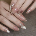 Wholesale 24 Pcs Cat Eye Flower Design 4348 Almond Press on Nails Artificial Fingernails Customize Dropshipping