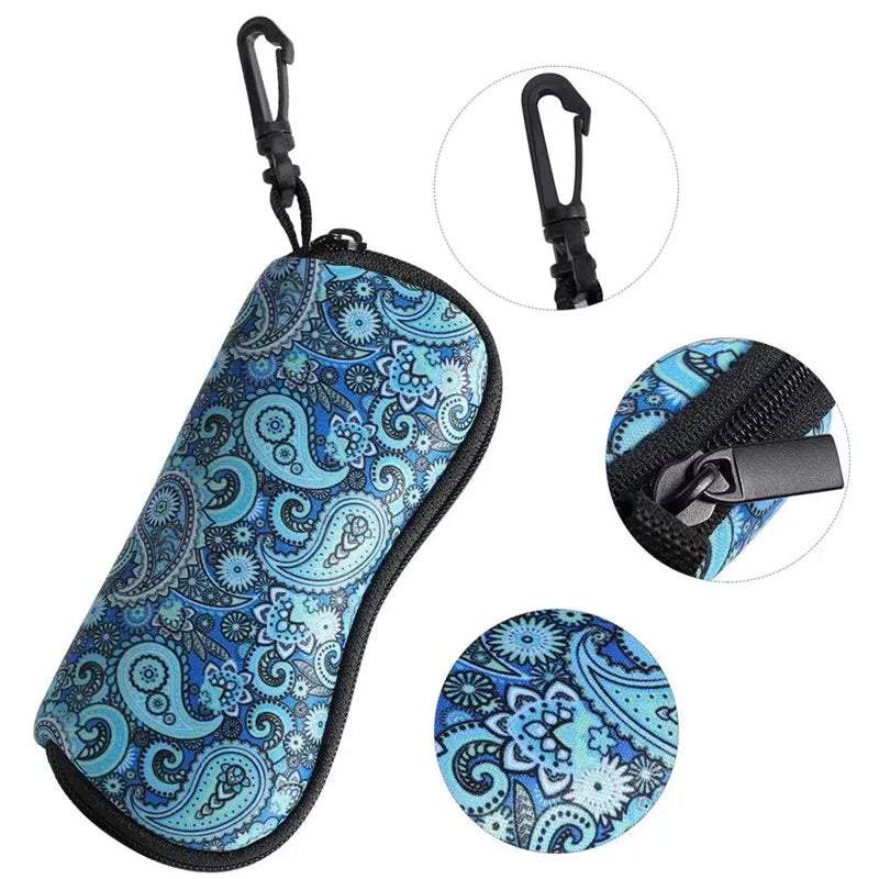 Thermal Sublimation Glasses Case Portable Zipper Glasses Case Sunglasses for Reading Glasses Travel with Hook Pack