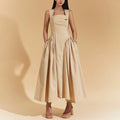 Modest Solid Midi Dresses Ruffles Custom Summer Casual Women's Elegant Slip Vintage Breathable A-Line Silhouette Back Logo