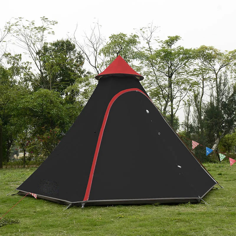 Luxury One-Bedroom Double Layer Indian Teepee Bell Tent Glamping Outdoor Camping Adjustable Height Families Four-Season 3-4