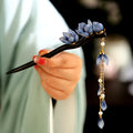 Retro Flower Wooden Hair Stick Chinese Style Sandalwood Hair Sticks for Buns Hanfu Hairpin Tassel Hair Accessories for Girl
