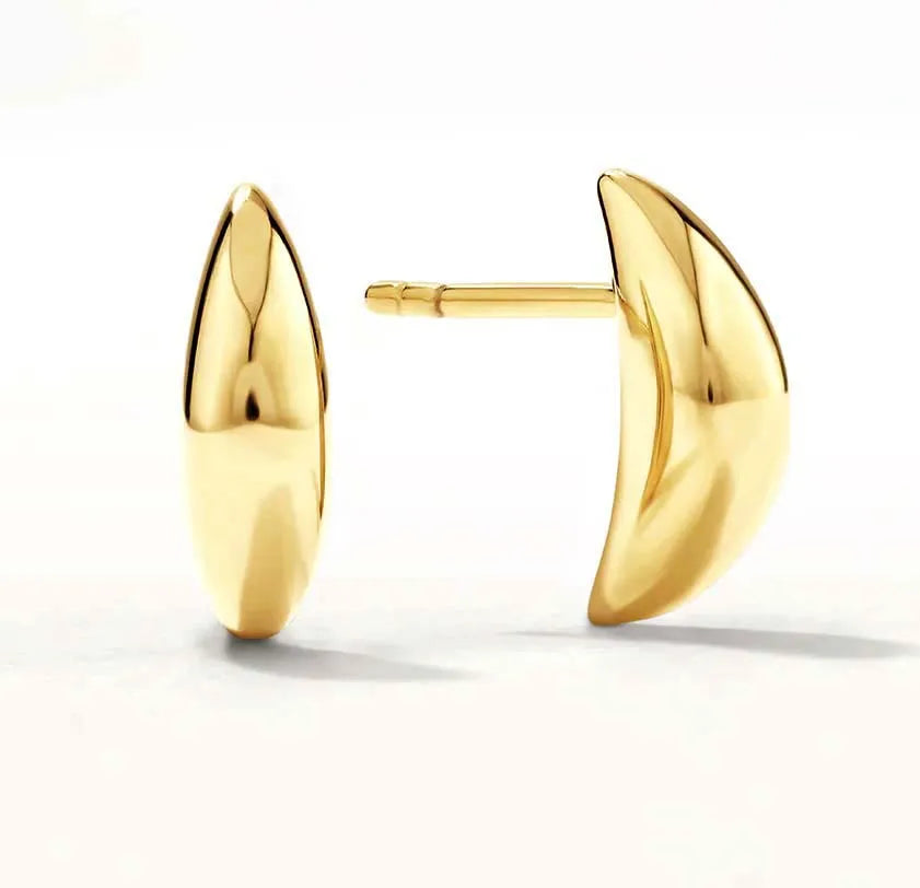 Milskye Fashion Fine Jewelry for Girls 925 Silver 18k Yellow Gold Mini Dome Stud Earrings