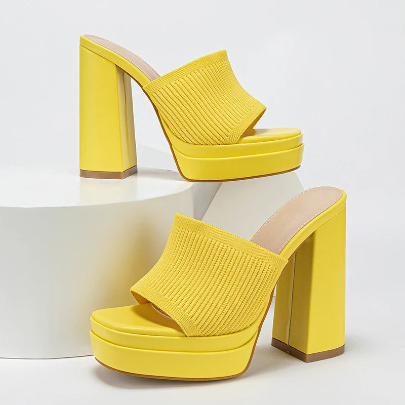 2024 New Double Layer Waterproof Platform Thick Heel PU Breathable Square Toe Cushioned Comfort Height-Increasing Fashion