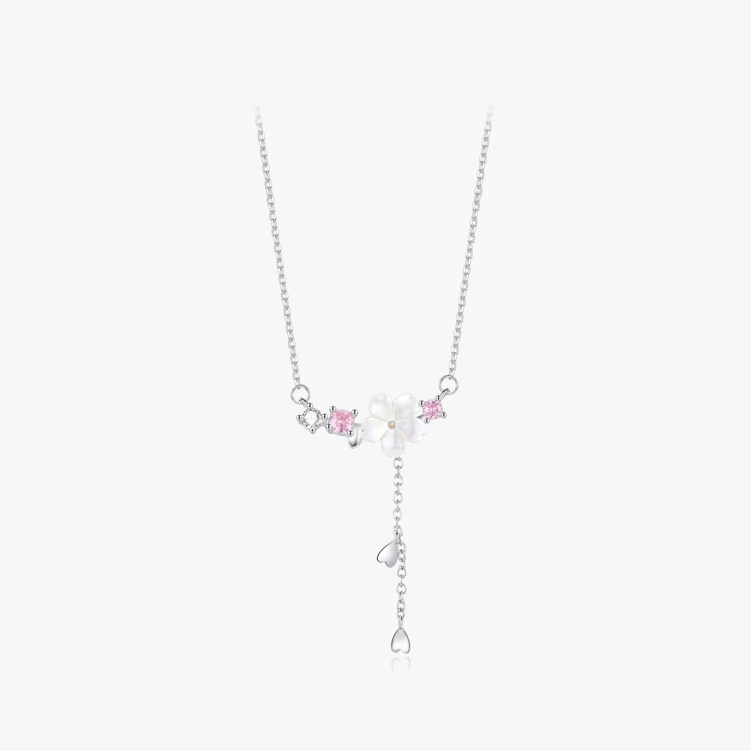 Elegant Neck Chain for Women Anniversary Fine Jewelry 925 Sterling Silver Charm Shell Pearl Camellia Flower Pendant Necklace