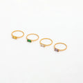 Fenny 18K Gold Plated High End Dainty Versatile Colorful Rectangle Zircon Stainless Steel Ring Trend Wholesale Jewelry