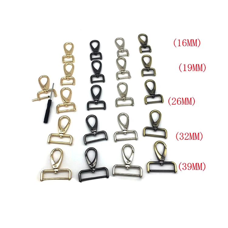 Zinc Alloy Connecting Buckle D Ring Shape Screw Carabiner Swivel Snap Hook Clasp Clips Bag Hanger Replacement Hardware Set
